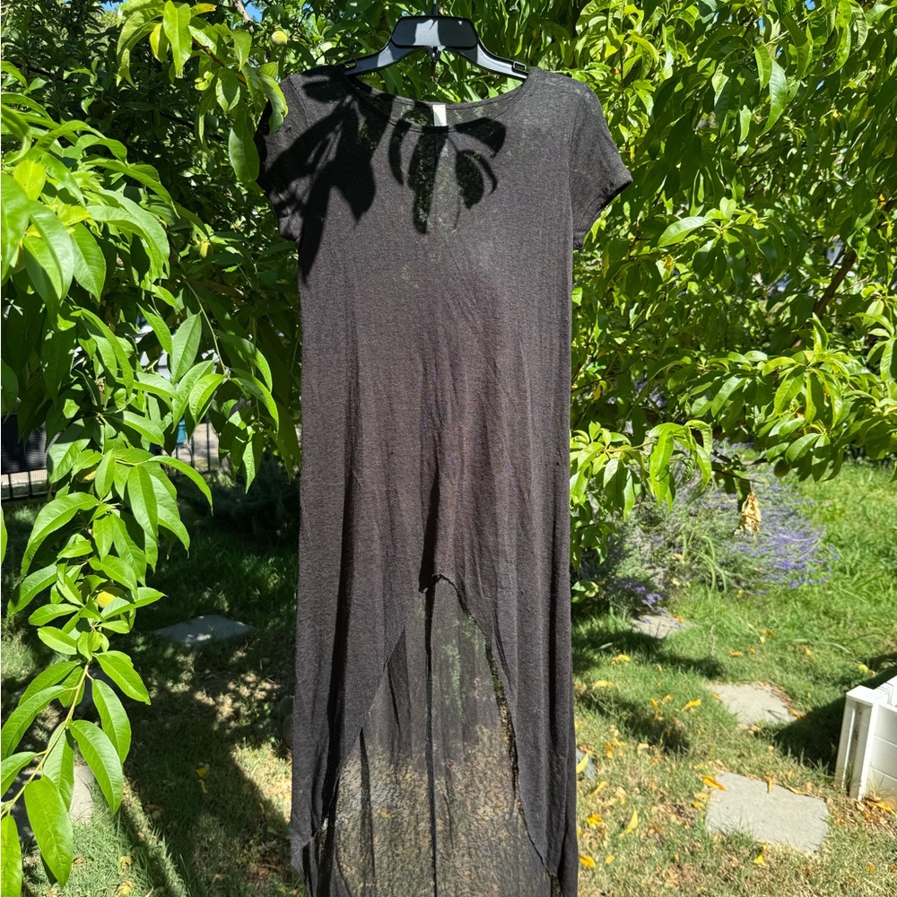 Sheer High Low Black Maxi Dress